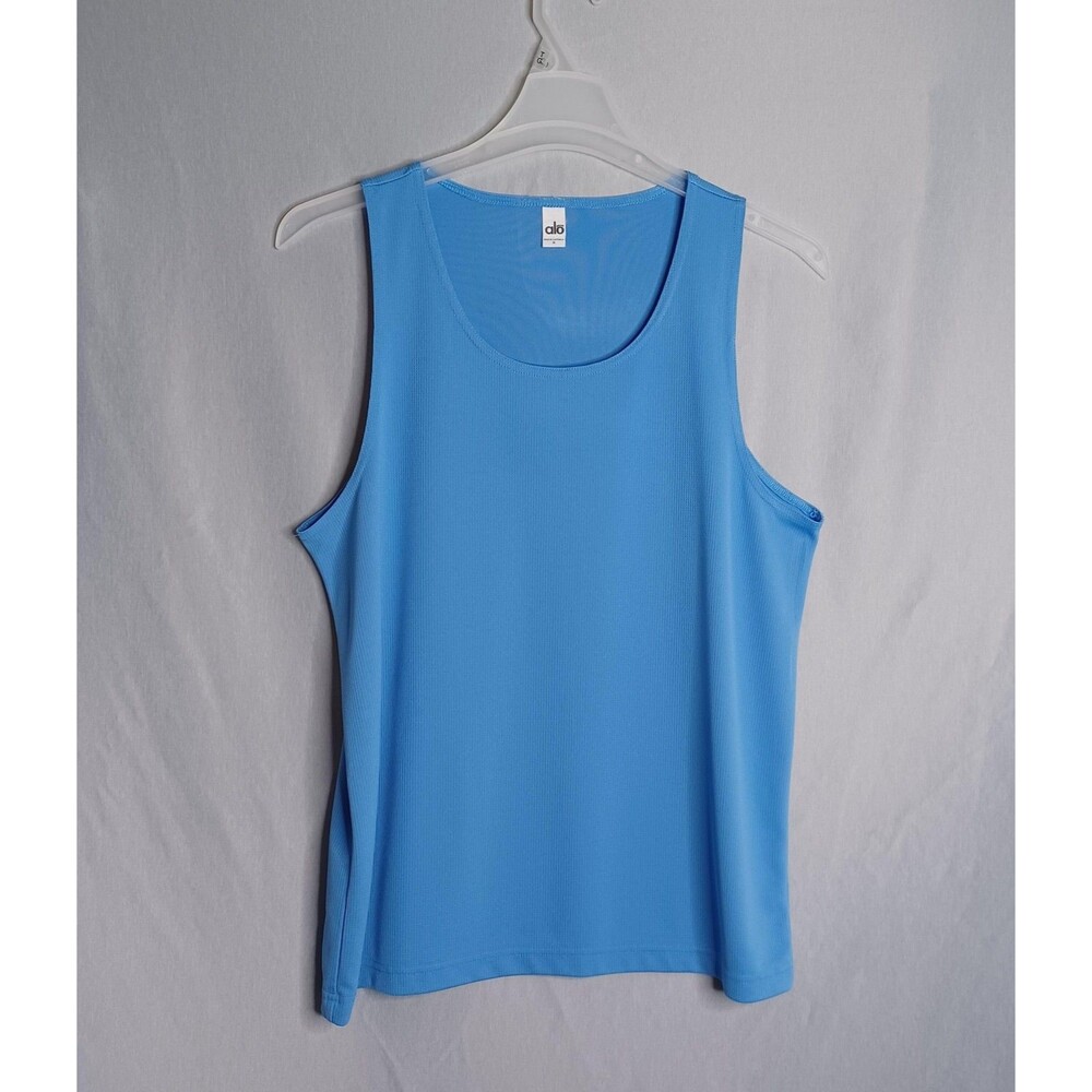 ALO Tank Top Mens Medium Blue Mesh Athletic Running Training Quick Dry Workout